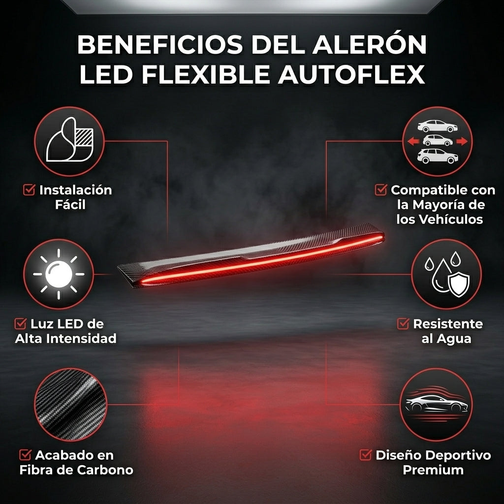 Alerón Trasero LED Universal AutoFlex™ | Luz de Freno y Direccionales